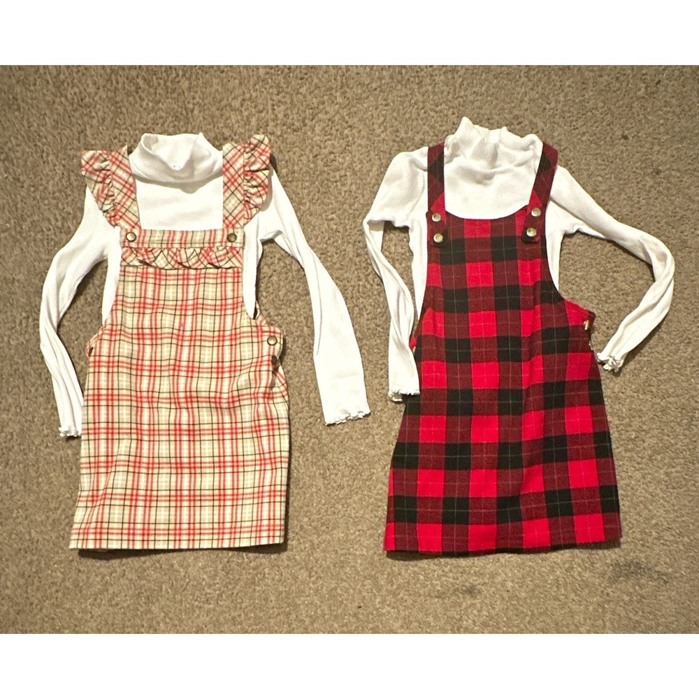 Max Studio Girls 5T 4pc Plaid Dress Set Red/Black/White